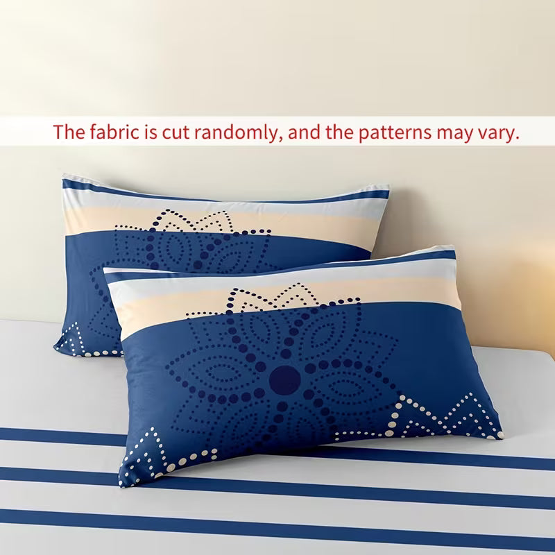 3-Piece Printed Fitted Sheet and Pillowcase Set for Bedroom & Guest Room