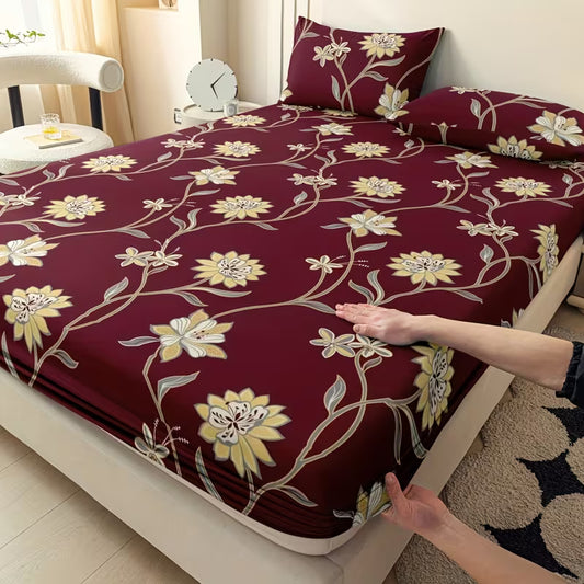 3-Piece Printed Fitted Sheet and Pillowcase Set