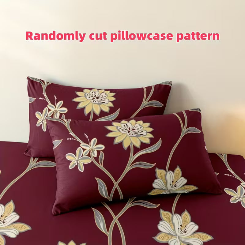 3-Piece Printed Fitted Sheet and Pillowcase Set