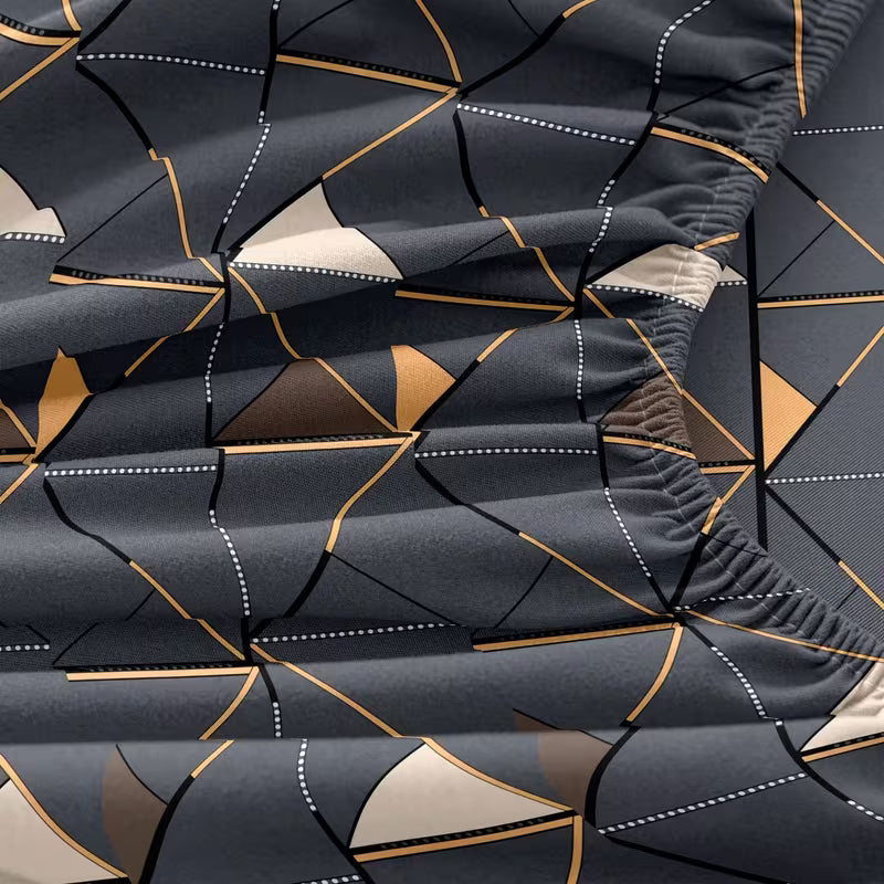 3-Piece Printed Polyester Fitted Sheet and Pillowcase Set for Bedroom and Hotel